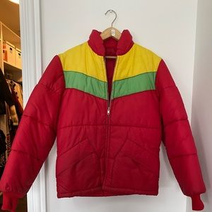 Vintage Chevron Puffer Jacket Retro